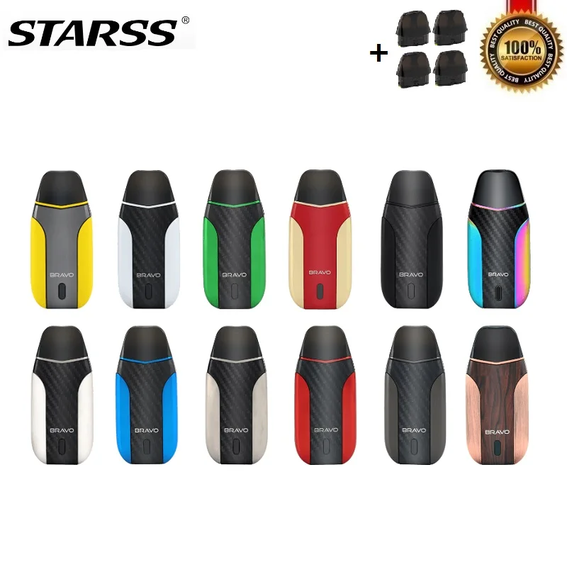 Оригинальный набор вейпа Starss Bravo Pod аккумулятор 1000 мА/ч с 2 мл сетчатая катушка 0 9