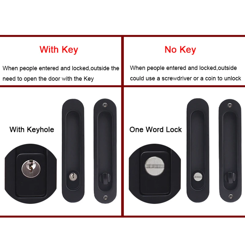 

Brand New Recessed Invisible Hidden Sliding Pocket Door Locks for Bathroom Privacy Barn Wooden Door Lock With Key / No Key