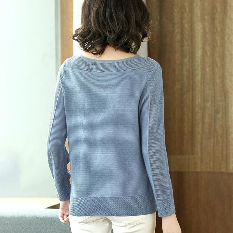 Шикарный вязаный пуловер с вырезами и длинным рукавом женские корейские