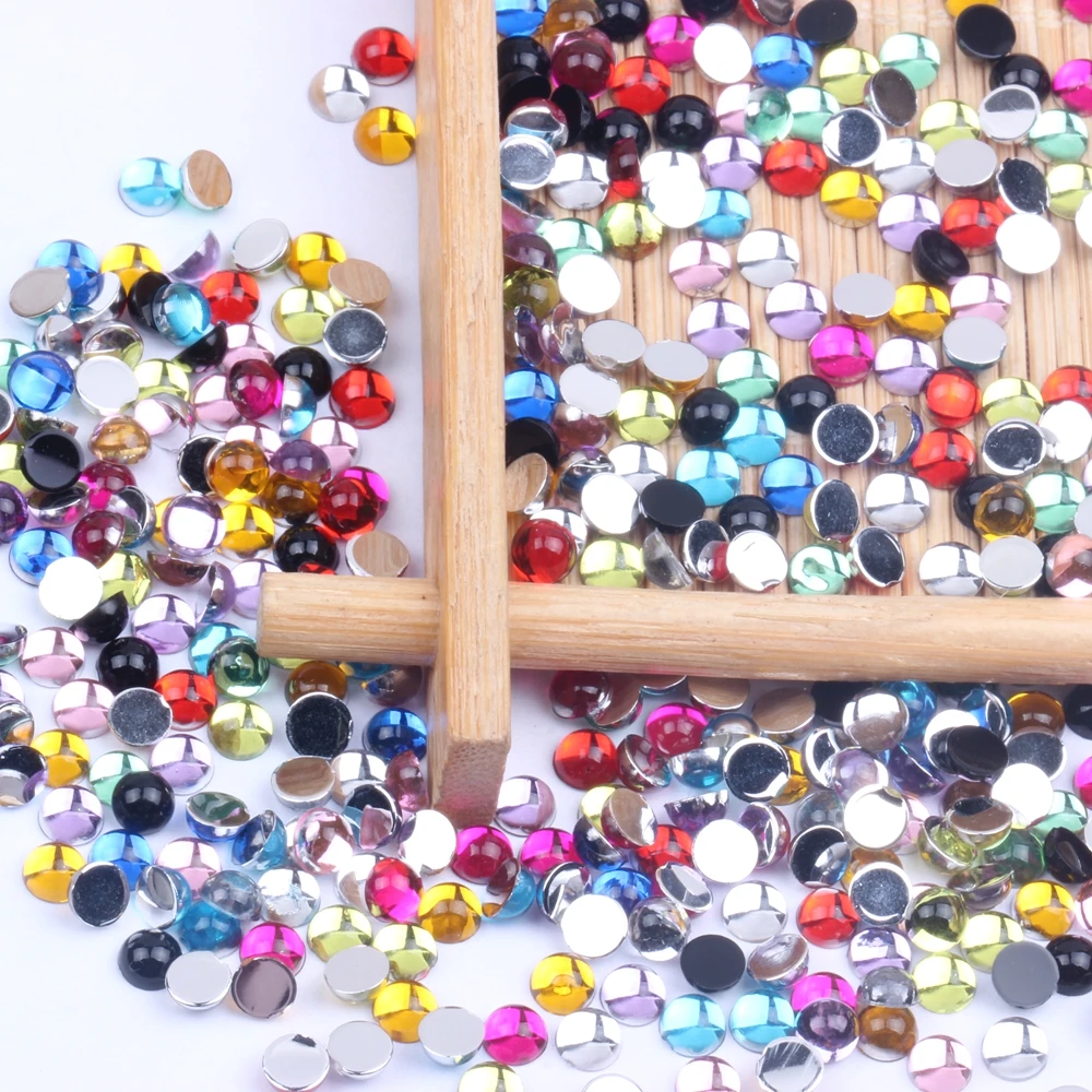 

4mm 10000pcs Half Round Beads Facets Many Colors Choose Flatback Glue On Nails Art Rhinestones DIY Decorations