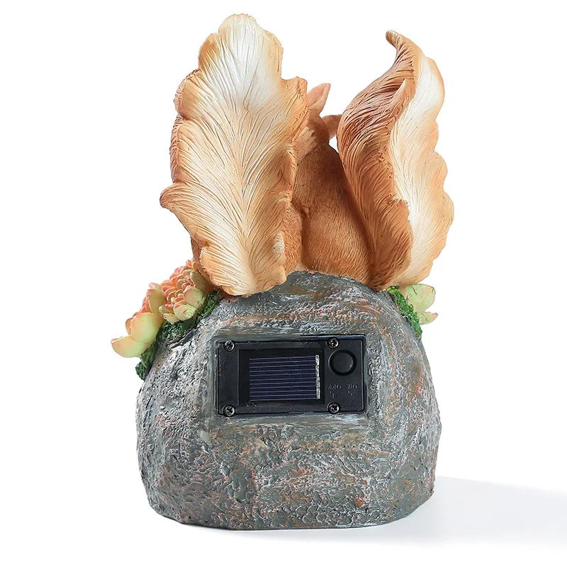 

7.48" Cute Squirrel Solar Light Lamp Outdoor Decor Landscape Yard Resin Simulation Animal Lawn Garden Waterproof