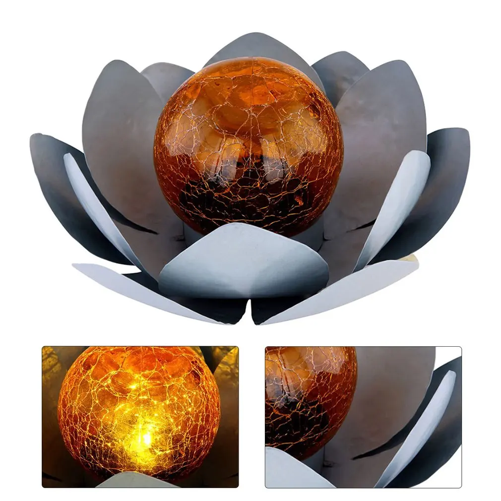 

LED Solar Light Cracked Glass Ball Lotus Light Garden Waterproof Lawn Lamps Cracked Glass Ball Led Solar Light For Garden Deco
