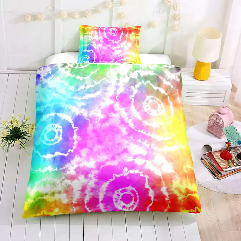 Thumbedding Tie-Dye Bedding Set Creative High End Colorful 3D Duvet Cover King Queen Twin Full Single Double Comfortable Bed | Дом и сад