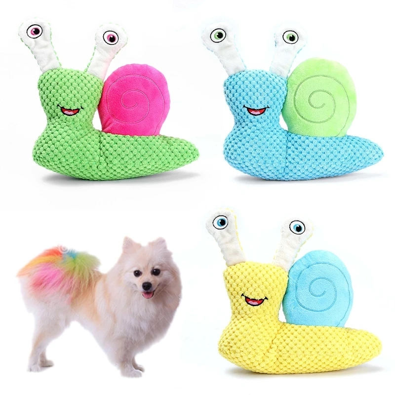 

3 Pcs Cartoon Cute Snails Shape Dog Chew Molar Toy Gnawing Sound Doll Supplies