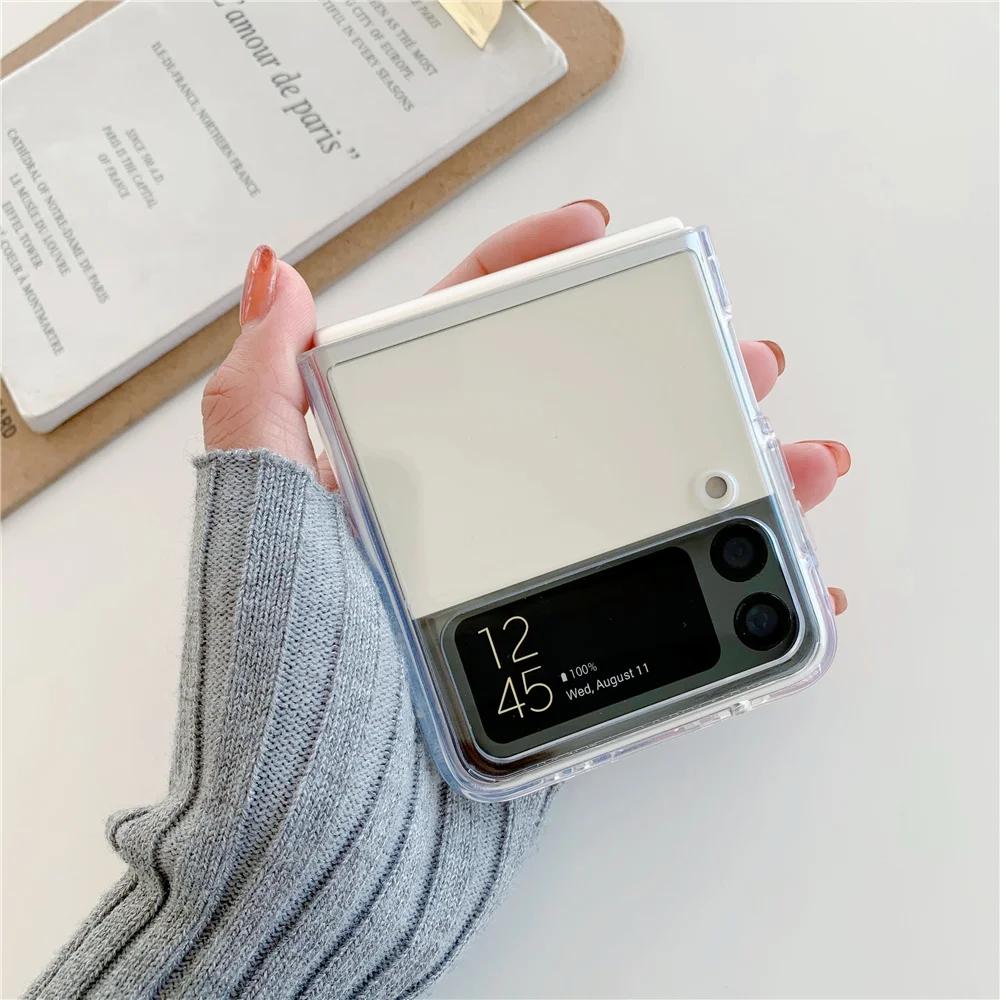 for samsung galaxy z flip 3 case slim soft transparent high clear hard pc phone cases on for galaxy z flip 3 zflip 3 flip3 cover free global shipping