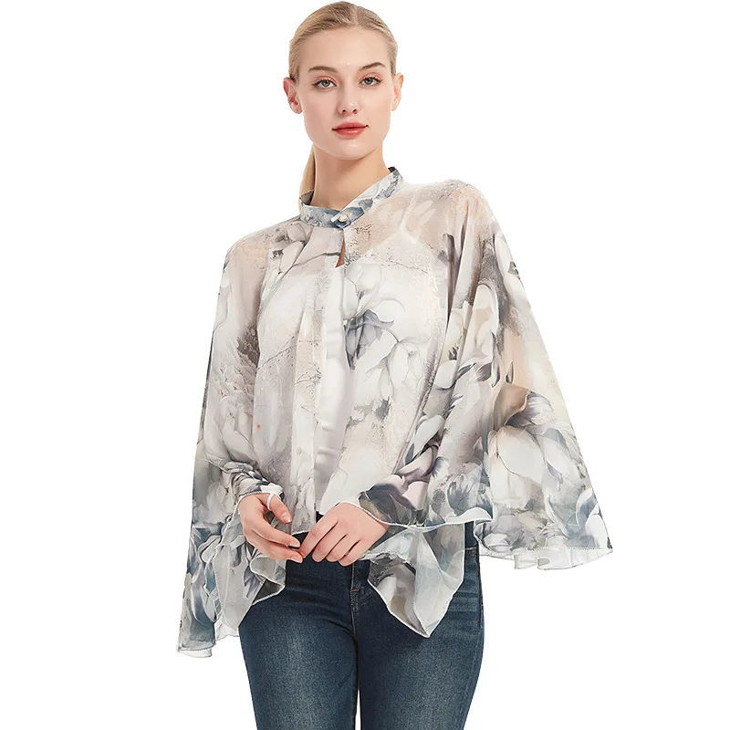 

Polyester Scarfs Shawl Poncho Sunscreen Scarf Women Sun Protection Shawl Soft Beach Shawl Bikini Cover Flower Printed