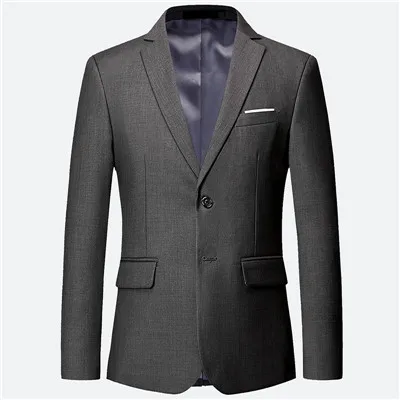 gray 1pcs Роскошный мужской свадебный костюм из 3 предметов, модный мужской тонкий однотонный деловой офисный костюм, большие размеры, мужской блейзер+ брюки+ жилет - Цвет: gray 1pcs