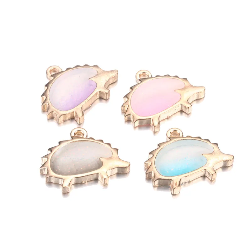 20 шт./лот золото сплав ежик амулеты эмаль животное Шарм для diy ожерелье браслет