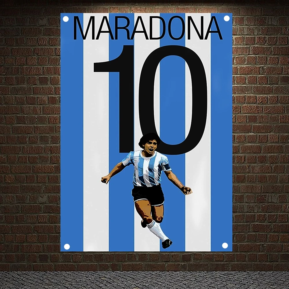 

Maradona No. 10 Jersey Vintage Football Stars Banners Canvas Painting Detailed Antique Poster Wall Chart Retro Flag Wall Sticker