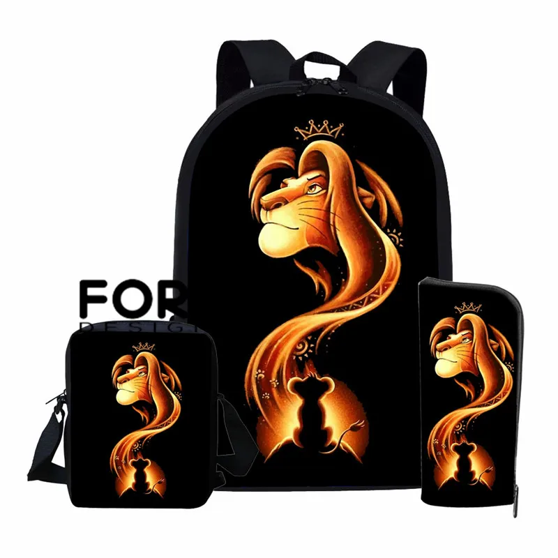 L5444CED FORUDESIGNS/Школьный рюкзак с принтом «Король Лев» для мальчиков, повседневный мужской рюкзак для подростков, винтажная сумка с рисунком, 16 дюймов, Детская сумка - Цвет: L5444CED