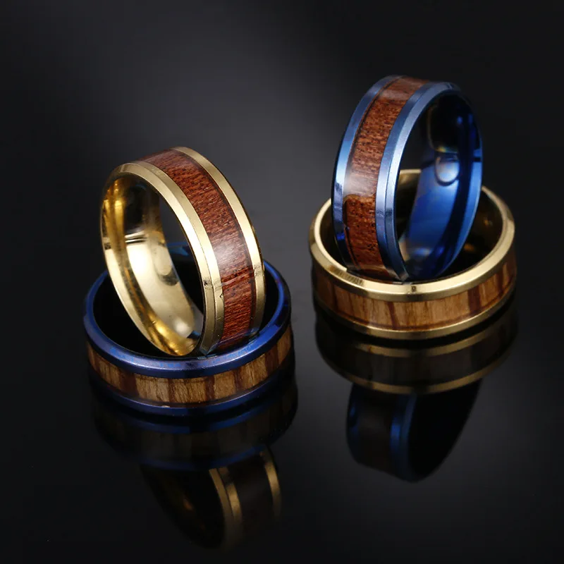 

ADOMANER Ring For Men Women Stainless Steel Classic Wood Grain Rings Anel Casal Biker Wedding Jewelry Dropshipping Wholesale