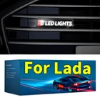 Наклейка на автомобиль, хромированный АБС-пластик, передняя решетка капота, эмблема, светодиодные декоративные фары для Lada Priora Sedan Largus Kalina Granta Vesta X-Ray Vaz