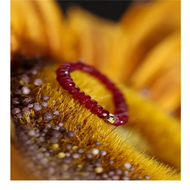 Эластичное кольцо DAIMI с граненым Рубином Женское драгоценными камнями желтого