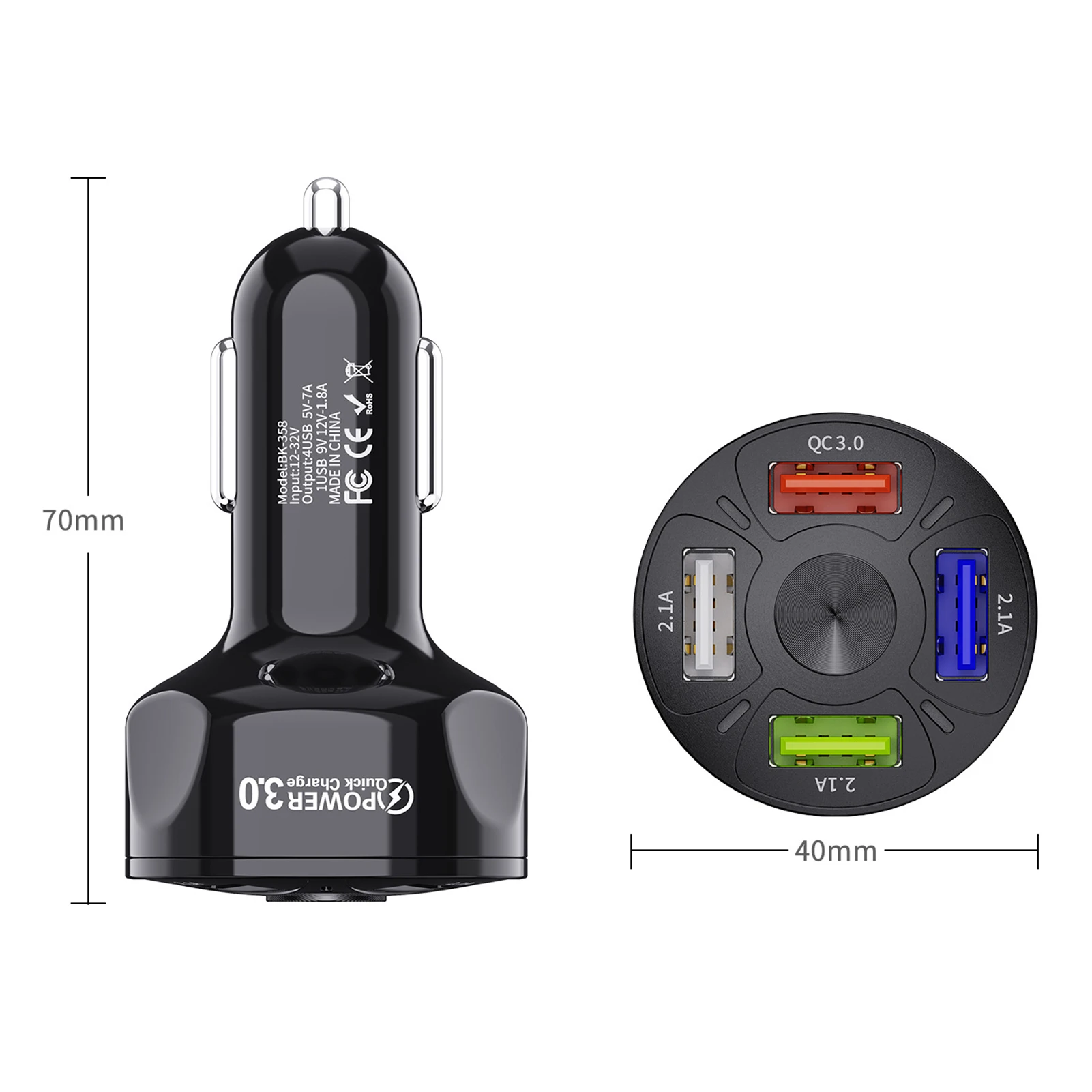 

12V-24V Universal 4 USB Ports Mini QC3.0 Fast Charging Car Charger Adapter for Phone Car Accessories Interior