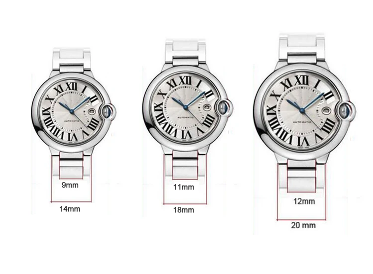 Браслет Neway из нержавеющей стали для часов Cartier Ballon Bleu, серебристый, розовое золото, ремешок для часов, браслет для мужчин и женщин, ремешок для часов 9 мм, 11 мм, 12 мм