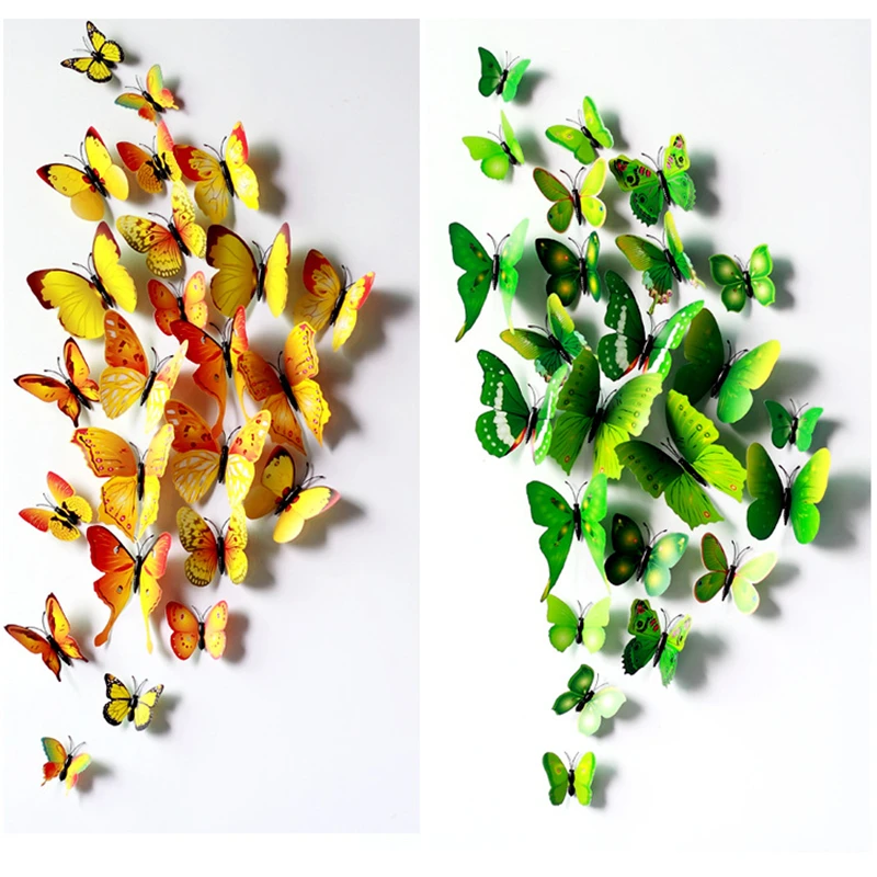 24 шт. наклейки на стену в виде бабочек|Украшения своими руками для вечеринки| |