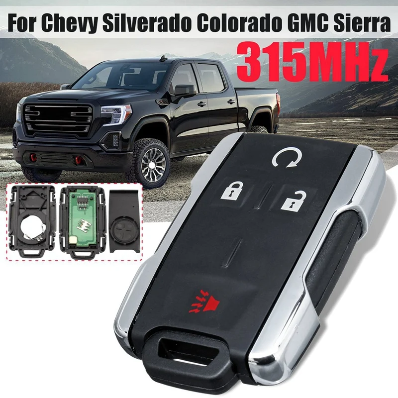 Car 315MHz 4-Button FOB Smart Remote Key for Chevrolet Silverado Colorado GMC Sierra 2014-2106 2017 2018 FCC M3N-40821302