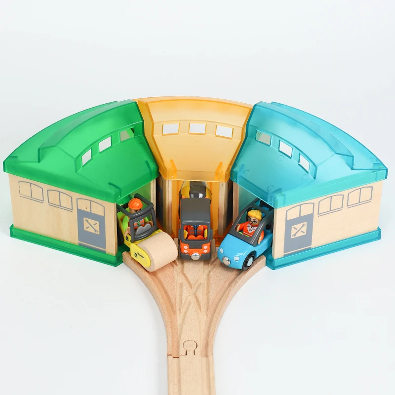 Деревянная трасса аксессуары для поезда стоянки парковка номер совместим с