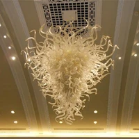 lr875 white clear murano glass ceiling hotel lobby crystal lustre chandelier modern pendant lamps home decor loft chandeliers