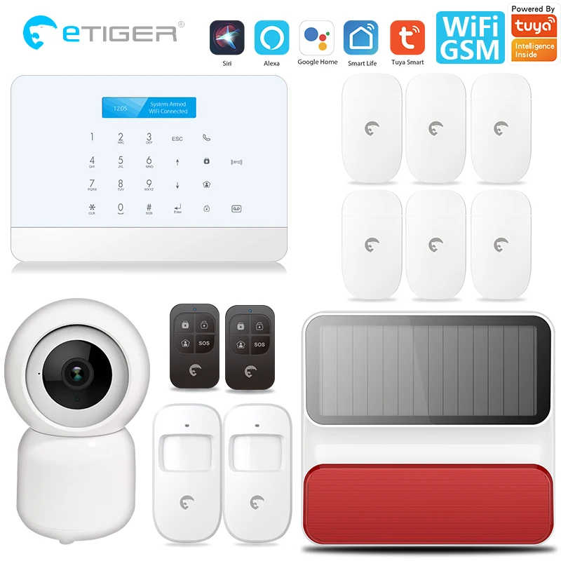 ETiger TY-S6 Профессиональный Tuya охранной сигнализации Системы умный дом WI-FI GSM