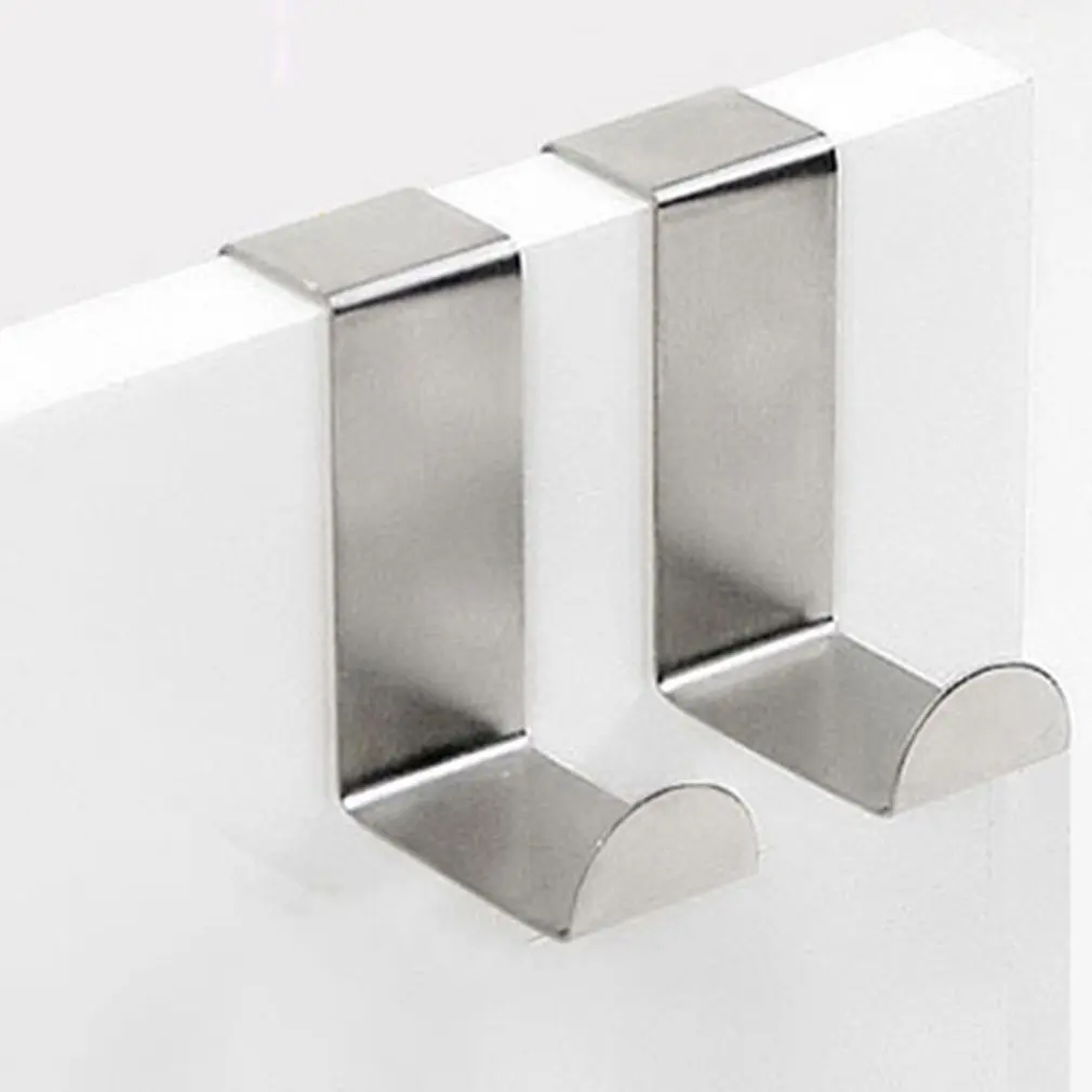 Over The Door Hooks Hanging Towel Rack Stainless Steel Multiple Use Z Shaped Cabinet Storage Organizer