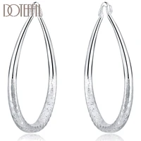 doteffil 925 sterling silver grain 54mm circle hoop earrings for women lady best gift fashion charm silver wedding jewelry