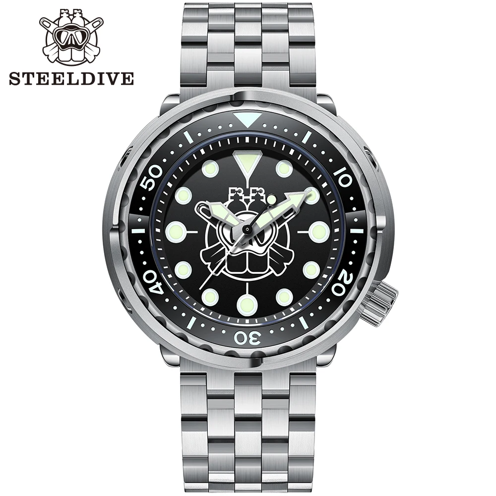2021 New Arrival Steeldive SD1975P Black Dial Ceramic bezel 30ATM 300m Waterproof Stainless Steel NH35 Tuna Mens Dive Watch