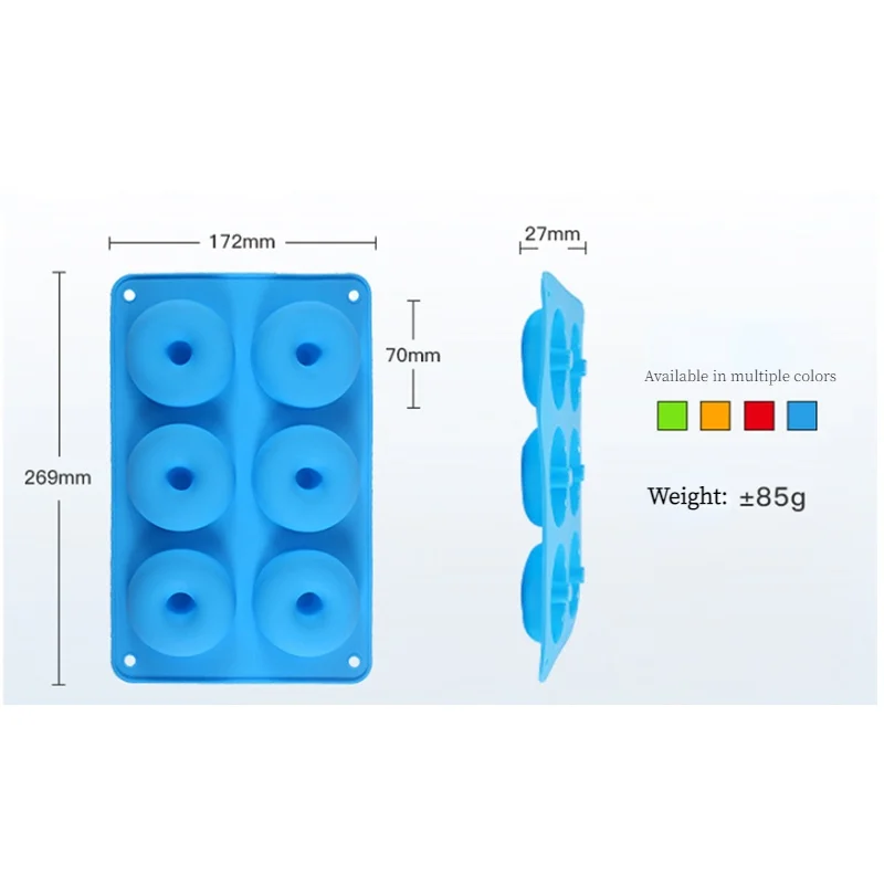 6 Cavity Doughnut Mold Round Chocolate Pastry Bread Silicone Reusable DIY Baking Tray Donut Maker Dessert Making Tool | Дом и сад