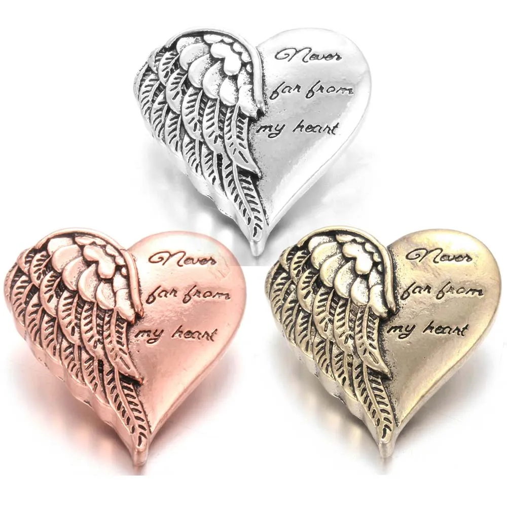 Новые металлические кнопки с крыльями ангела сердечками 18 мм|Браслеты шармами| |
