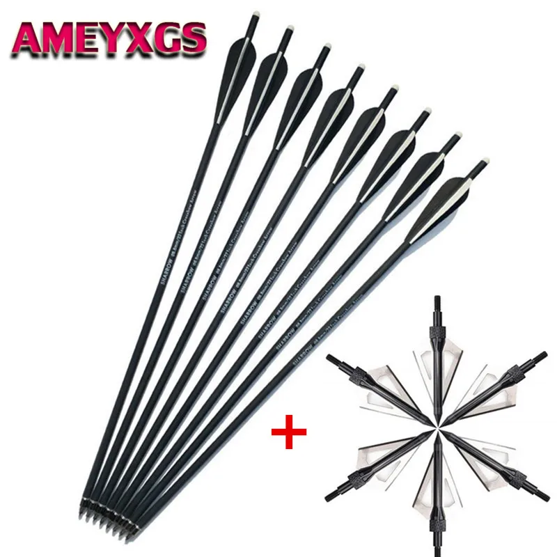 

6/12pcs 20" 22" Crossbow Bolts Arrows+Archery Arrowheads Replaceable Broadheads 100gr For Outdoor Hunting Shooting Accessories