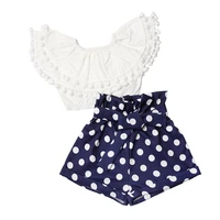 summer toddler girls clothes polka dot childrens clothes short sleeve t shirt shorts bow belt skirt 2pcs suit kids girls 2 6y