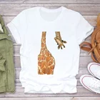 Женская футболка с мультяшным рисунком, белая Повседневная футболка в стиле 90-х, Креативная одежда с графическим рисунком, женские топы, летние базовые трендовые стильные женские футболки