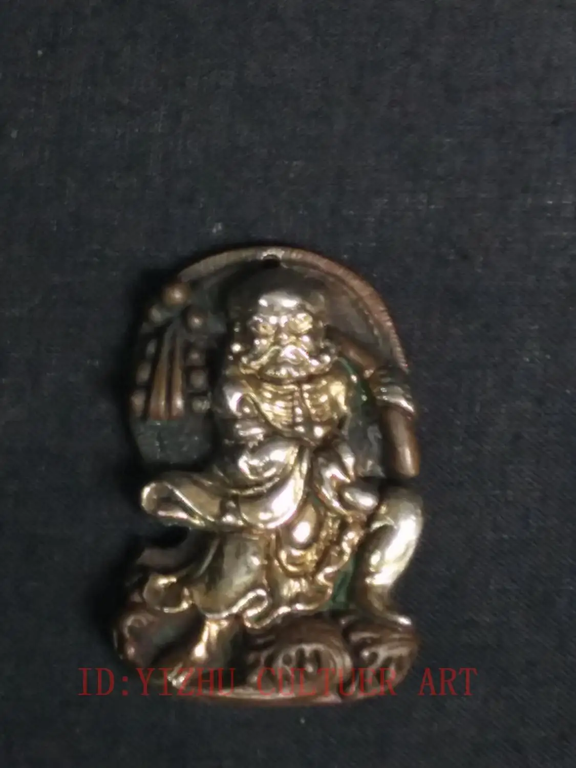 

YIZHU CULTUER ART Rare Collection Old China Tibet Bronze Gilded Bodhidharma Buddha Statue Pendant