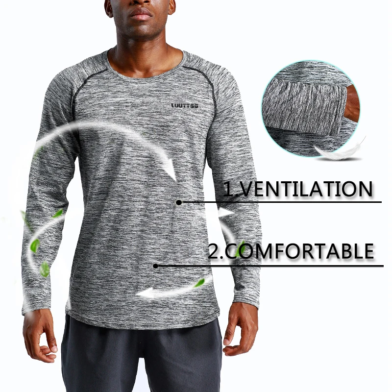 Gym T Shirt Mens Sport Quick Dry Fitness Running Men Sportswear Bastetball Athletic Soccer Clothing Tops Long Sleeves | Спорт и