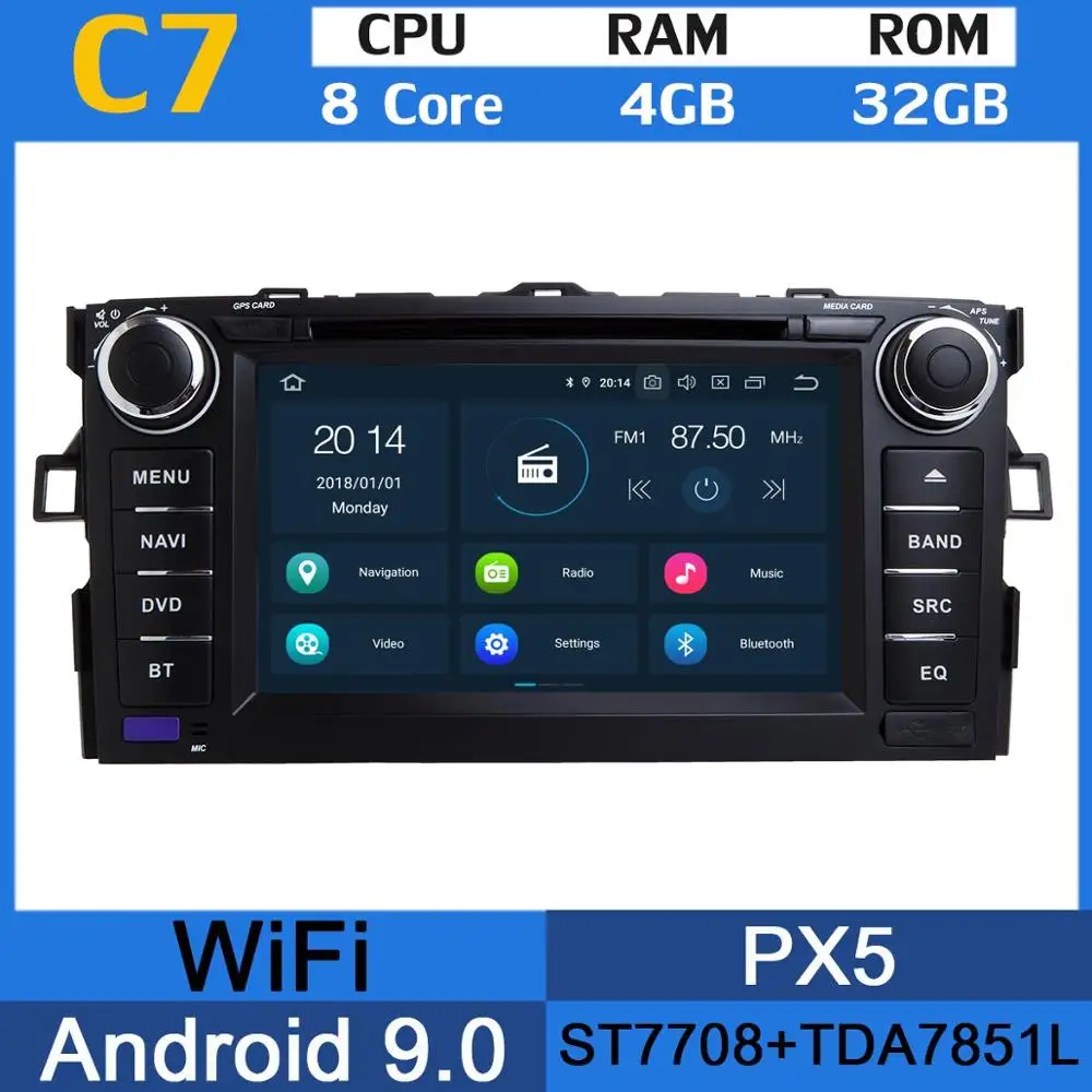 8Core 4G RAM 32G PX " Android 9,0 PX6 4G Оперативная память+ 64G Встроенная память Автомобильный мультимедийный DVD плеер для Toyota Auris 2006 2007 2008 2009 2010 2011 радио gps навигации - Цвет: 8Core 4G RAM 32G PX