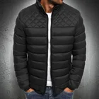 Осенняя мужская парка с узором ромбиками, пузырьковая куртка, мужское осеннее повседневное пальто, модные приталенные куртки с хлопковой подкладкой, 2021