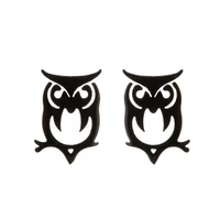 wangaiyao owl stainless steel earrings female cute new stainless steel hollow small owl ear jewelry