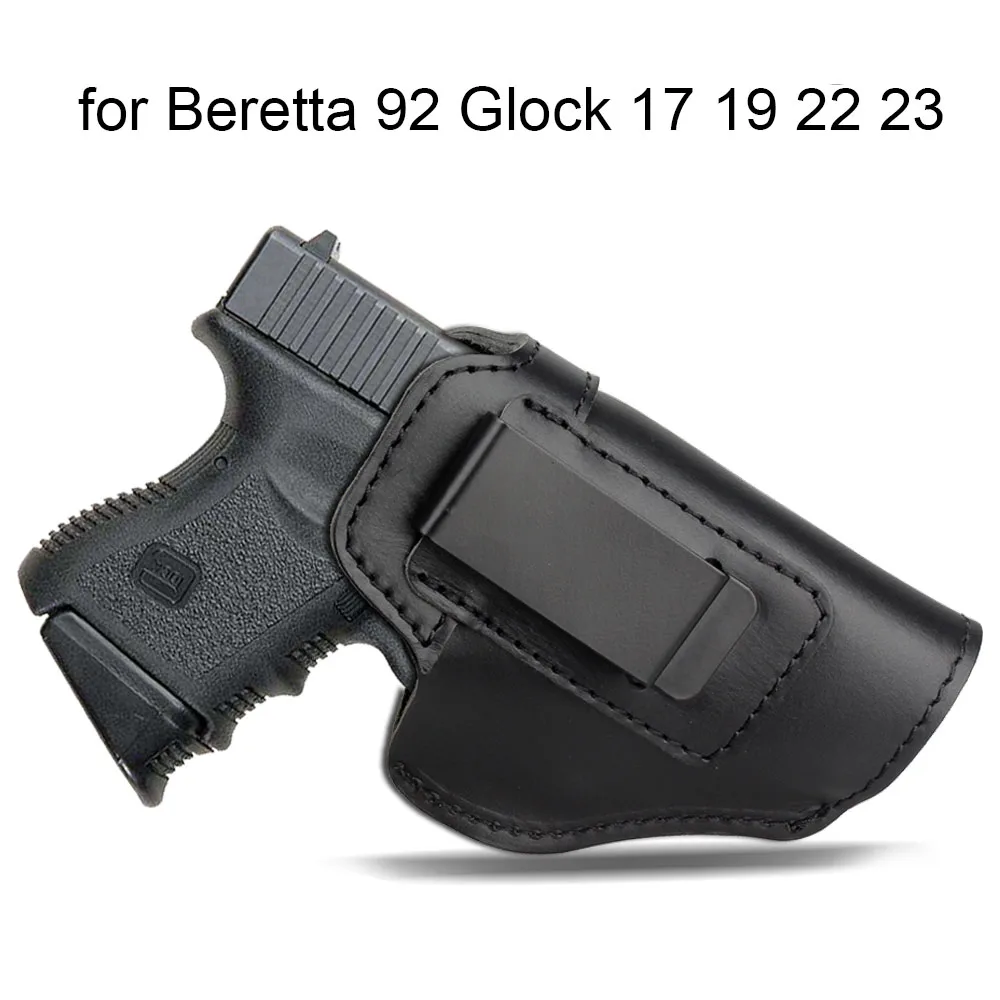 Glock 17 19 22 23 Vapanda охотничья кобура, черная кобура с зажимом, сумка для Glock 17 18 19 1911 Beretta 92, кобура для тактического пистолета IWB OWB, кожаные кобуры - Цвет: Glock 17 19 22 23