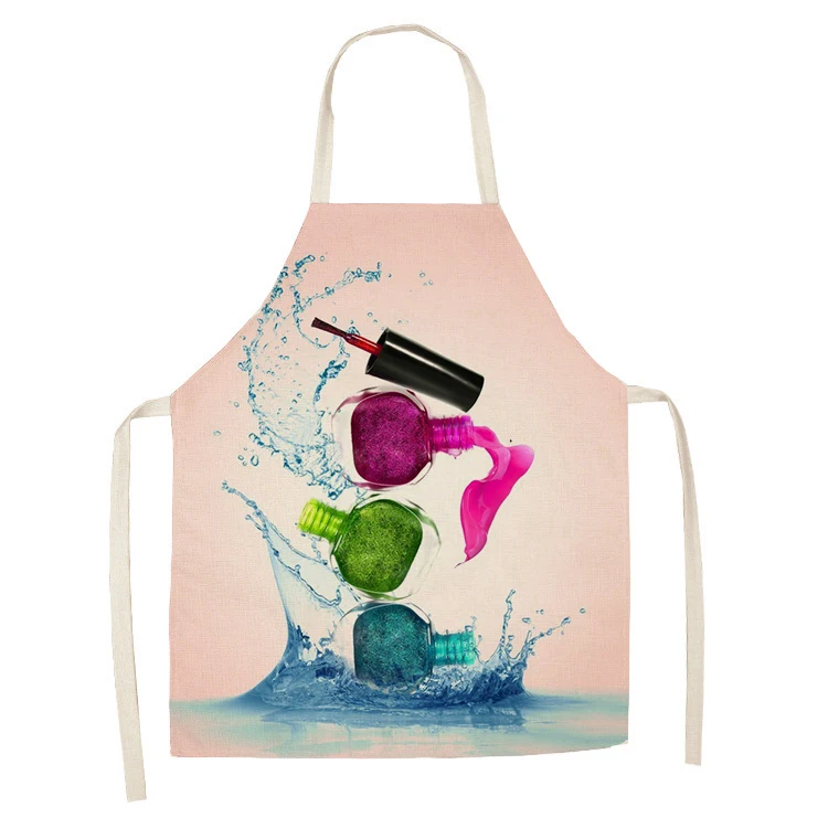 Color Nail Polish Cosmetic Theme Printing Kitchen Apron Unisex Dinner Cooking Bib Home Cleaning Sleeveless фартуки | Дом и сад