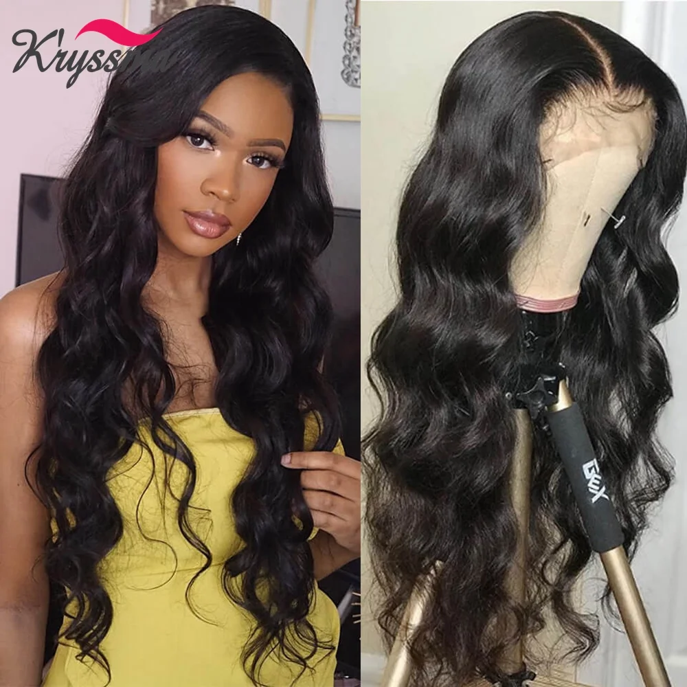 Kryssma Lace Front Wig For Women Black Body Wave Wig Glueless High Temperature Fiber Wig With Natural Hairline Synthetic wigs