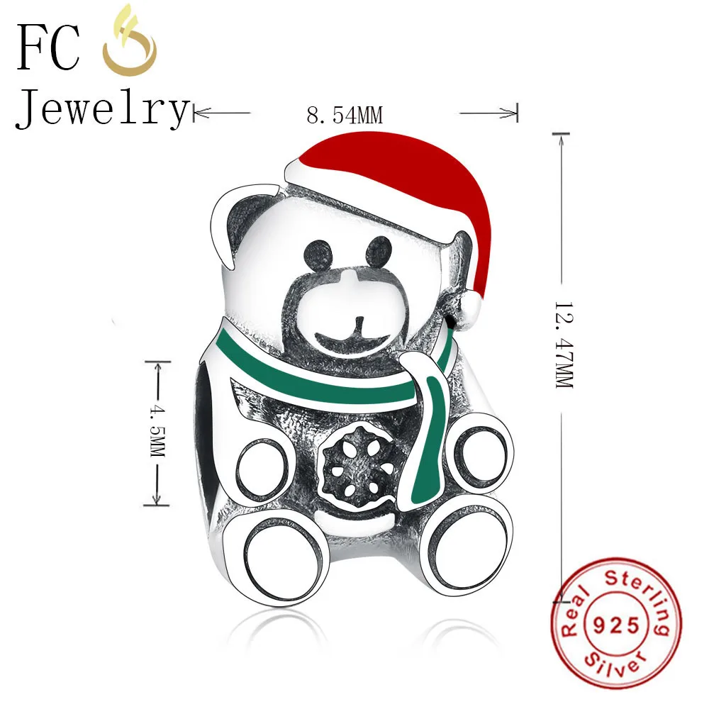 Подвеска для браслета из серебра 925 пробы с эмалированным медведем|Бусины| |