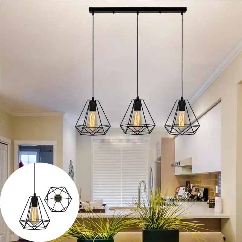 

3PCS Hanging Lighting Fixtures Rustic Industrial Chandelier Pendant Lights E27 Lamp Nordic Minimalist Dining Restaurant Room HWC