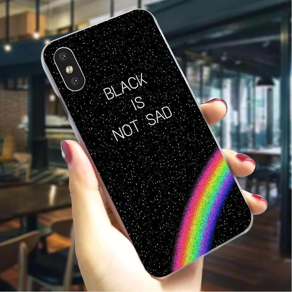 Чехол для телефона с принтом черно не грустно iPhone 8 чехол 5 5S SE 6 6S/6 6S Plus 7/7 X XS XR Xs Max
