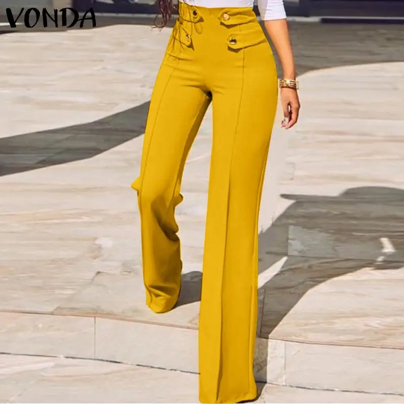 

Elegant Ladies Pants VONDA Women' Trousers Summer Spring Casual Wide Leg Pants High Waist Pantalon Femme Y2K Streetwears Baggy