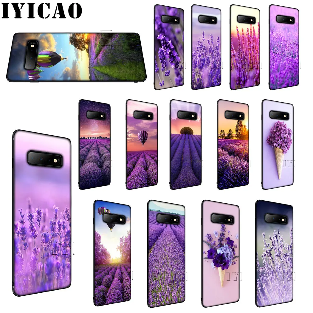 Мягкий силиконовый чехол IYICAO с фиолетовыми цветами для samsung A3 A5 A6 Plus A7 A8 A9 J6 |