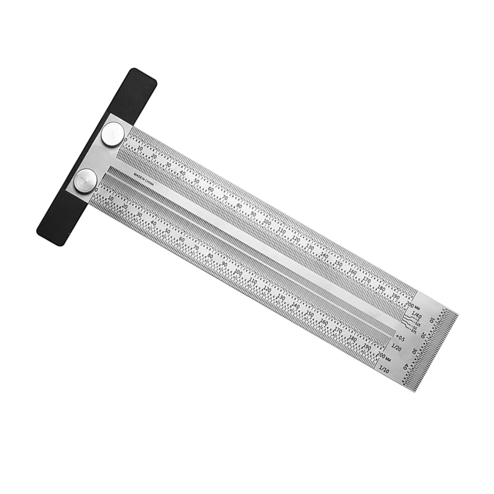 

1Pc T Type Woodworking Scriber Positioning Gauge Ruler Durable Ruler Silver