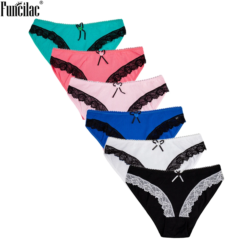 FUNCILAC нижнее белье из хлопка женские сексуальные трусы с бантом однотонные для
