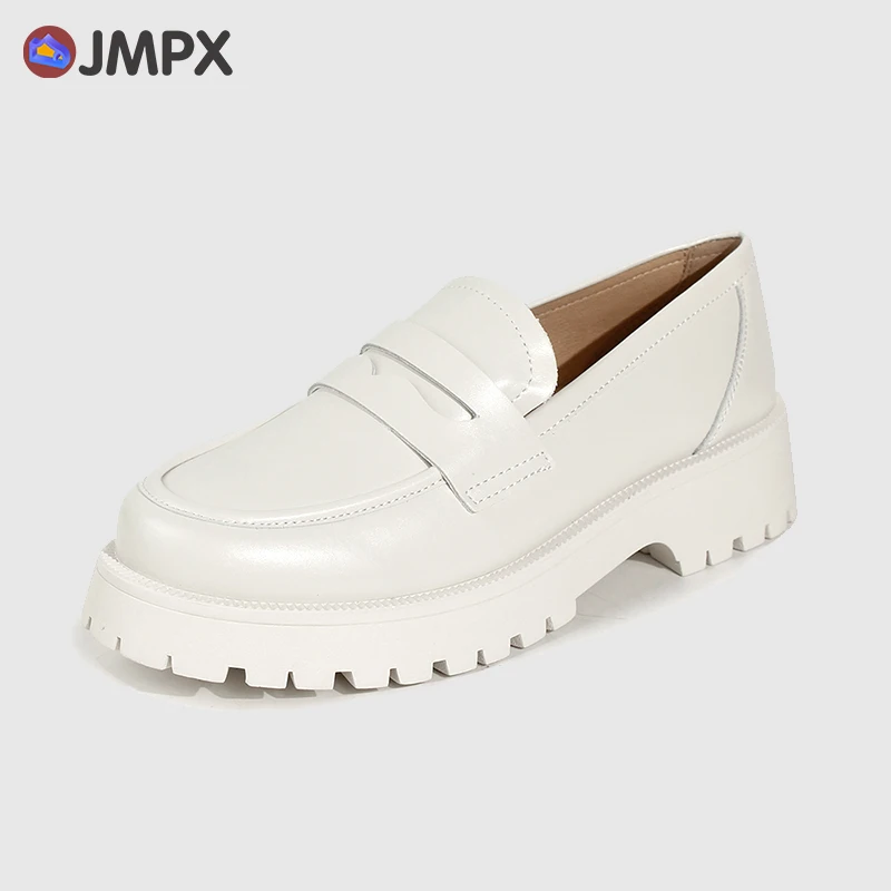 JMPX 2022 Брендовые женские туфли из натуральной кожи Модные осенние белые на