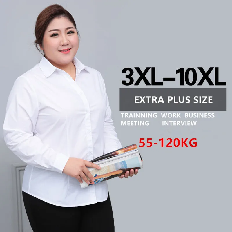 Женская Деловая блузка с длинным рукавом голубая офисная большого размера 5XL 6XL