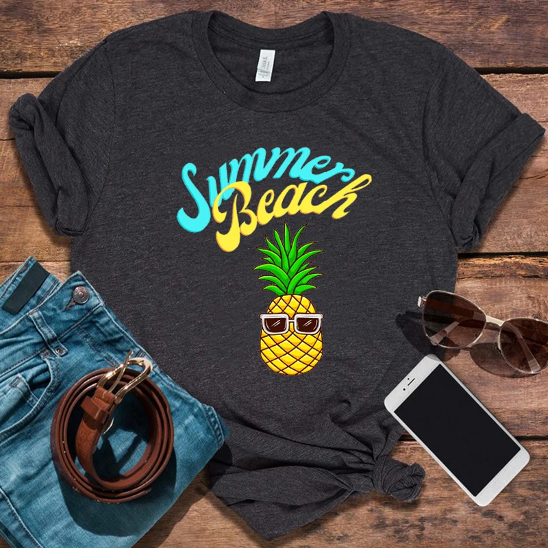 Летняя футболка в стиле Харадзюку с ананасами летняя одежда 2021 Aloha для женщин